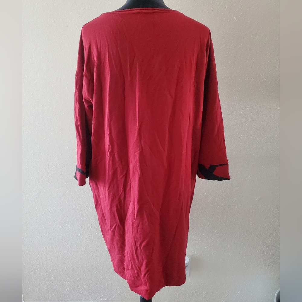 Chalet Et Cèci Tunic Dress Womens Size L Red Half Sleeve Art To Wear Artsy - Picture 5 of 8
